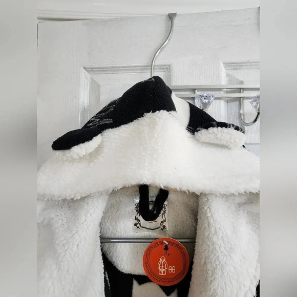 Girls Set Robe and Slippers Meow Black Cat size 6 9 XL - Picture 3 of 9